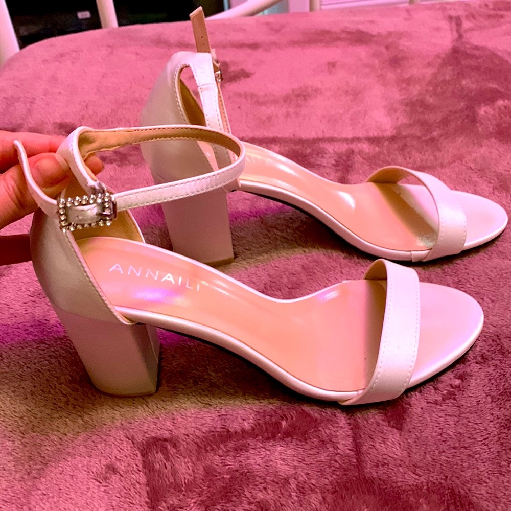 White chunky heels